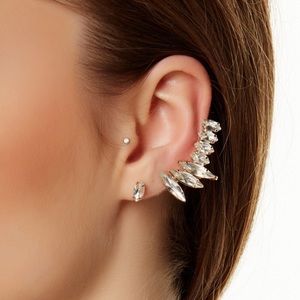 🦉 18k Crystal Spike Earring Crawler & Stud 🦉